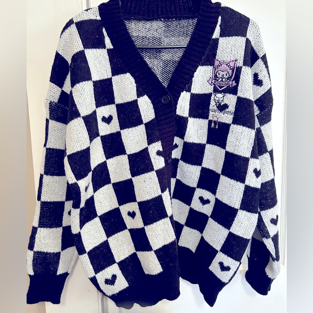 Sanrio Black and White Checkered Sweater